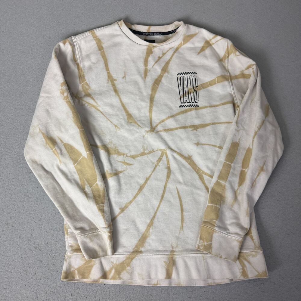 Vans Off The Wall Tie Dye Crewneck Sweatshirt Medium Cream Tan Graphic